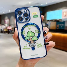 HONTINGA iPhone 14 Pro ile Uyumlu Şeffaf Magsafe Wireless Kılıfı Düşüme Önleyici Basitlik Anti Düşme Kamera Korumali Saksı Bitkisi Desen Yumuşak Silikon Telefon Kılıfı Kadın ve Erkek Için Uygundur K7-2098