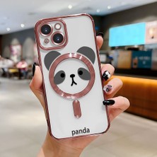 HONTINGA iPhone 15 ile Uyumlu Şeffaf Magsafe Wireless Kılıfı Düşüme Önleyici Basitlik Anti Düşme Kamera Korumali Panda Desen Yumuşak Silikon Telefon Kılıfı Kadın ve Erkek Için Uygundur K7-2108