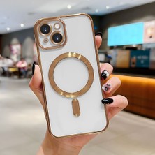 Ucuc iPhone 15 Uyumlu Şeffaf Arka Yüzeyli Manyetik Darbeye Dayanıklı Silikon Kılıf