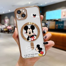 HONTINGA iPhone 14 Plus ile Uyumlu Şeffaf Magsafe Wireless Kılıfı Düşüme Önleyici Basitlik Anti Düşme Kamera Korumali Mickey Desen Yumuşak Silikon Telefon Kılıfı Kadın ve Erkek Için Uygundur K7-2110