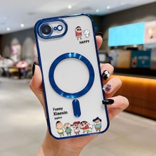 HONTINGA iPhone 16E ile Uyumlu Şeffaf Magsafe Wireless Kılıfı Düşüme Önleyici Basitlik Anti Düşme Kamera Korumali Shin Chan Desen Yumuşak Silikon Telefon Kılıfı Kadın ve Erkek Için Uygundur K7-2111