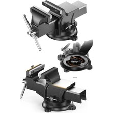 Moonshop Alman Modeli Pro Çelik Kol 150 mm 4" 360" Dönerli Taban Dövme Çelik Sabit Tezgah Masa Mengenesi...