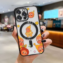 HONTINGA iPhone 14 Pro ile Uyumlu Şeffaf Magsafe Wireless Kılıfı Düşüme Önleyici Basitlik Anti Düşme Kamera Korumali Sevimli Desen Yumuşak Silikon Telefon Kılıfı Kadın ve Erkek Için Uygundur K7-2112