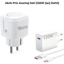 Yeco Akıllı Priz ve 120W Hızlı Şarj Adaptör Seti, Kablolu