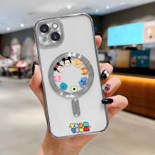HONTINGA iPhone 15 Plus ile Uyumlu Şeffaf Magsafe Wireless Kılıfı Düşüme Önleyici Basitlik Anti Düşme Kamera Korumali Karikatür Desen Yumuşak Silikon Telefon Kılıfı Kadın ve Erkek Için Uygundur K7-2109