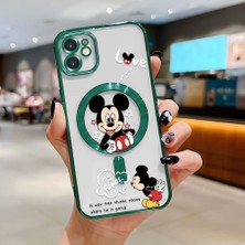 HONTINGA iPhone 11 ile Uyumlu Şeffaf Magsafe Wireless Kılıfı Düşüme Önleyici Basitlik Anti Düşme Kamera Korumali Mickey Desen Yumuşak Silikon Telefon Kılıfı Kadın ve Erkek Için Uygundur K7-2110