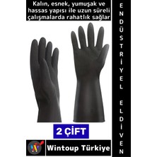 Wintoup #eldiven Kalın Esnek Yumuşak Inşaat Bahçe Oto Temizlik Hijyenik Şık Siyah Endüstriyel Eldiven 2 Çift