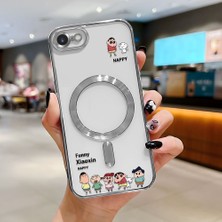 HONTINGA iPhone Se 2022 ile Uyumlu Şeffaf Magsafe Wireless Kılıfı Düşüme Önleyici Basitlik Anti Düşme Kamera Korumali Shin Chan Desen Yumuşak Silikon Telefon Kılıfı Kadın ve Erkek Için Uygundur K7-2111
