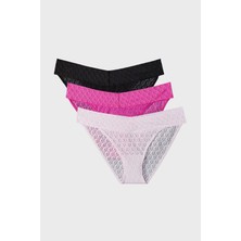Calvin Klein Dantelli Düşük Bel 3 Pack Külot LV00QD5305FBS Bayan 3 Lü Külot LV00QD5305 Fbs