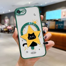 Ucuc iPhone 7/8/se 2020 2022 Uyumlu Şeffaf Arka Yüzeyli Manyetik Darbeye Dayanıklı Silikon Kılıf