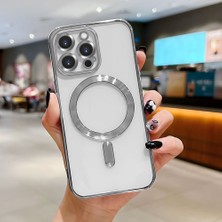 Ucuc iPhone 14 Pro Max Uyumlu Şeffaf Arka Yüzeyli Manyetik Darbeye Dayanıklı Silikon Kılıf