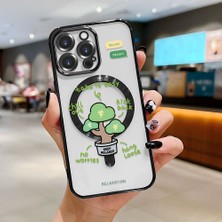 HONTINGA iPhone 14 Pro ile Uyumlu Şeffaf Magsafe Wireless Kılıfı Düşüme Önleyici Basitlik Anti Düşme Kamera Korumali Saksı Bitkisi Desen Yumuşak Silikon Telefon Kılıfı Kadın ve Erkek Için Uygundur K7-2098