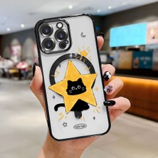 Ucuc iPhone 14 Pro Uyumlu Şeffaf Arka Yüzeyli Manyetik Darbeye Dayanıklı Silikon Kılıf