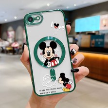 HONTINGA iPhone 8 ile Uyumlu Şeffaf Magsafe Wireless Kılıfı Düşüme Önleyici Basitlik Anti Düşme Kamera Korumali Mickey Desen Yumuşak Silikon Telefon Kılıfı Kadın ve Erkek Için Uygundur K7-2110