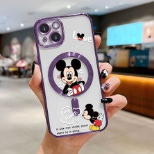 HONTINGA iPhone 14 ile Uyumlu Şeffaf Magsafe Wireless Kılıfı Düşüme Önleyici Basitlik Anti Düşme Kamera Korumali Mickey Desen Yumuşak Silikon Telefon Kılıfı Kadın ve Erkek Için Uygundur K7-2110