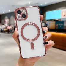 Ucuc iPhone 14 Uyumlu Şeffaf Arka Yüzeyli Manyetik Darbeye Dayanıklı Silikon Kılıf