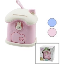 Ethab Ticaret BÜYÜK=18X16X18CM Ev Modeli Kilitli Renkli Plastik Çocuk Kumbara Tavşan Figürlü (4457)