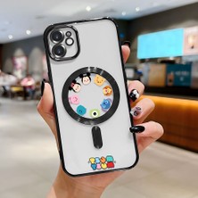 HONTINGA iPhone 11 ile Uyumlu Şeffaf Magsafe Wireless Kılıfı Düşüme Önleyici Basitlik Anti Düşme Kamera Korumali Karikatür Desen Yumuşak Silikon Telefon Kılıfı Kadın ve Erkek Için Uygundur K7-2109