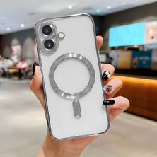 Ucuc iPhone 16 Uyumlu Şeffaf Arka Yüzeyli Manyetik Darbeye Dayanıklı Silikon Kılıf