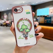 HONTINGA iPhone 16E ile Uyumlu Şeffaf Magsafe Wireless Kılıfı Düşüme Önleyici Basitlik Anti Düşme Kamera Korumali Saksı Bitkisi Desen Yumuşak Silikon Telefon Kılıfı Kadın ve Erkek Için Uygundur K7-2098