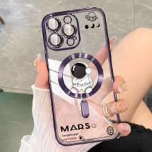 Ucuc iPhone 14 Pro Max Uyumlu Şeffaf Arka Yüzeyli Manyetik Darbeye Dayanıklı Silikon Kılıf