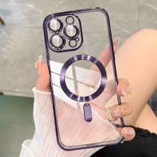 Ucuc iPhone 14 Pro Max Uyumlu Şeffaf Arka Yüzeyli Manyetik Darbeye Dayanıklı Silikon Kılıf
