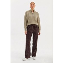 Nish&Chic Beli Lastikli Fitilli Kadife Pantolon