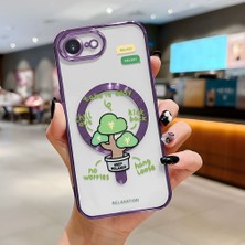 HONTINGA iPhone 16E ile Uyumlu Şeffaf Magsafe Wireless Kılıfı Düşüme Önleyici Basitlik Anti Düşme Kamera Korumali Saksı Bitkisi Desen Yumuşak Silikon Telefon Kılıfı Kadın ve Erkek Için Uygundur K7-2098