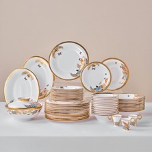 Karaca Royal Bone Golden Palms 55 Parça 12 Kişilik Yemek Takımı