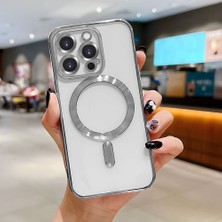 Ucuc iPhone 16 Pro Uyumlu Şeffaf Arka Yüzeyli Manyetik Darbeye Dayanıklı Silikon Kılıf