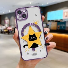 Ucuc iPhone 14 Plus Uyumlu Şeffaf Arka Yüzeyli Manyetik Darbeye Dayanıklı Silikon Kılıf
