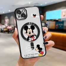 HONTINGA iPhone 15 Plus ile Uyumlu Şeffaf Magsafe Wireless Kılıfı Düşüme Önleyici Basitlik Anti Düşme Kamera Korumali Mickey Desen Yumuşak Silikon Telefon Kılıfı Kadın ve Erkek Için Uygundur K7-2110