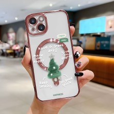 HONTINGA iPhone 14 ile Uyumlu Şeffaf Magsafe Wireless Kılıfı Düşüme Önleyici Basitlik Anti Düşme Kamera Korumali Ağaç Desen Yumuşak Silikon Telefon Kılıfı Kadın ve Erkek Için Uygundur K7-2096