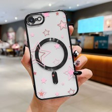 Ucuc iPhone 7/8/se 2020 2022 Uyumlu Şeffaf Arka Yüzeyli Manyetik Darbeye Dayanıklı Silikon Kılıf