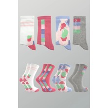 Kardeşler Çorap Kadın Pamuklu Soket Çorap Çok Renkli 4'lü Paket