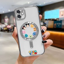 HONTINGA iPhone 11 ile Uyumlu Şeffaf Magsafe Wireless Kılıfı Düşüme Önleyici Basitlik Anti Düşme Kamera Korumali Karikatür Desen Yumuşak Silikon Telefon Kılıfı Kadın ve Erkek Için Uygundur K7-2109