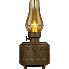 Rigour Fioplus Nostaljik Gaz Lambalı Görünümlü Klasik hoparlör Kahverengi Çoklu Bağlantı Radyo, Bluetooth, Usb, Tf, Aux