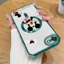 HONTINGA iPhone Se 2020 ile Uyumlu Şeffaf Magsafe Wireless Kılıfı Düşüme Önleyici Basitlik Anti Düşme Kamera Korumali Mickey Desen Yumuşak Silikon Telefon Kılıfı Kadın ve Erkek Için Uygundur K7-2110