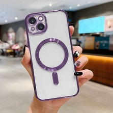 Ucuc iPhone 13 Uyumlu Şeffaf Arka Yüzeyli Manyetik Darbeye Dayanıklı Silikon Kılıf