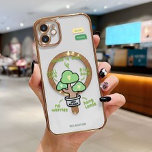 HONTINGA iPhone 11 ile Uyumlu Şeffaf Magsafe Wireless Kılıfı Düşüme Önleyici Basitlik Anti Düşme Kamera Korumali Saksı Bitkisi Desen Yumuşak Silikon Telefon Kılıfı Kadın ve Erkek Için Uygundur K7-2098