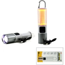 Ethab Ticaret 2in1 Kamp - Çok Amaçlı El Feneri USB Şarjlı Zoom 6 Fonksiyon Işık=doğal - Renkli Askı Manda
