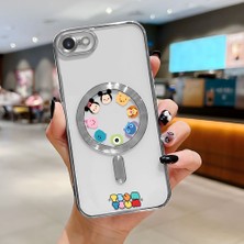 HONTINGA iPhone Se 2022 ile Uyumlu Şeffaf Magsafe Wireless Kılıfı Düşüme Önleyici Basitlik Anti Düşme Kamera Korumali Karikatür Desen Yumuşak Silikon Telefon Kılıfı Kadın ve Erkek Için Uygundur K7-2109