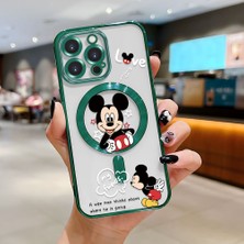 HONTINGA iPhone 14 Pro ile Uyumlu Şeffaf Magsafe Wireless Kılıfı Düşüme Önleyici Basitlik Anti Düşme Kamera Korumali Mickey Desen Yumuşak Silikon Telefon Kılıfı Kadın ve Erkek Için Uygundur K7-2110