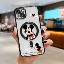 HONTINGA iPhone 14 Plus ile Uyumlu Şeffaf Magsafe Wireless Kılıfı Düşüme Önleyici Basitlik Anti Düşme Kamera Korumali Mickey Desen Yumuşak Silikon Telefon Kılıfı Kadın ve Erkek Için Uygundur K7-2110