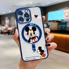 HONTINGA iPhone 15 Pro Max ile Uyumlu Şeffaf Magsafe Wireless Kılıfı Düşüme Önleyici Basitlik Anti Düşme Kamera Korumali Mickey Desen Yumuşak Silikon Telefon Kılıfı Kadın ve Erkek Için Uygundur K7-2110