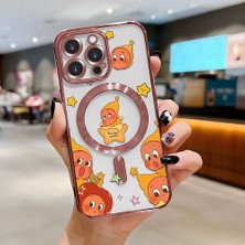 HONTINGA iPhone 14 Pro ile Uyumlu Şeffaf Magsafe Wireless Kılıfı Düşüme Önleyici Basitlik Anti Düşme Kamera Korumali Sevimli Desen Yumuşak Silikon Telefon Kılıfı Kadın ve Erkek Için Uygundur K7-2112