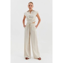 Nish&Chic Bağcıklı Beli Lastikli Pantolon