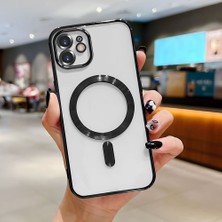 Ucuc iPhone 12 Uyumlu Şeffaf Arka Yüzeyli Manyetik Darbeye Dayanıklı Silikon Kılıf