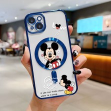 HONTINGA iPhone 15 Plus ile Uyumlu Şeffaf Magsafe Wireless Kılıfı Düşüme Önleyici Basitlik Anti Düşme Kamera Korumali Mickey Desen Yumuşak Silikon Telefon Kılıfı Kadın ve Erkek Için Uygundur K7-2110
