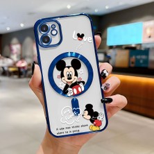 HONTINGA iPhone 11 ile Uyumlu Şeffaf Magsafe Wireless Kılıfı Düşüme Önleyici Basitlik Anti Düşme Kamera Korumali Mickey Desen Yumuşak Silikon Telefon Kılıfı Kadın ve Erkek Için Uygundur K7-2110